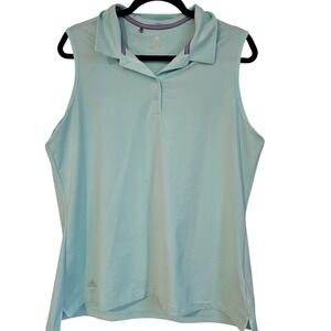 Adidas Golf Sleeveless Polo Shirt Aqua Mint Green XL‎ Athletic Performance